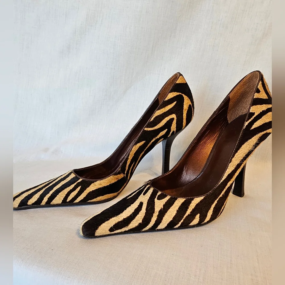 Stunning Calf Hair Zebra Print Women's Heels - Picture 2 of 6